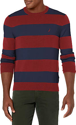 Nautica Men's Multi-Textured Colorblocked Crewneck Pullover Sweater Blue/Brown 
