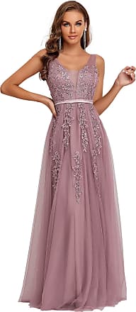 Ever-pretty Womens A-line Floor-Length Illusion Lace Appliques Maternity Party Dresses Orchid US22