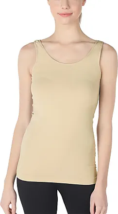 NIKIBIKI Women Seamless Long Sleeve Scoop Neck Top - Basic Tank Tops &  Shirts(One Size,Ivory) 