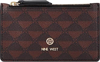 Nine West Linnette Zip Around Wristlet Wallet - Brown/Black Logo