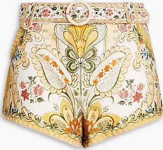 ZIMMERMANN Raie floral-print linen mini shorts - Yellow