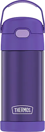 ThermoFlask Double Wall Vacuum Insulated Stainless Steel Kids Water Bottle  with Straw Lid, 14 Ounce, 2-pack, Punch/Eggplant