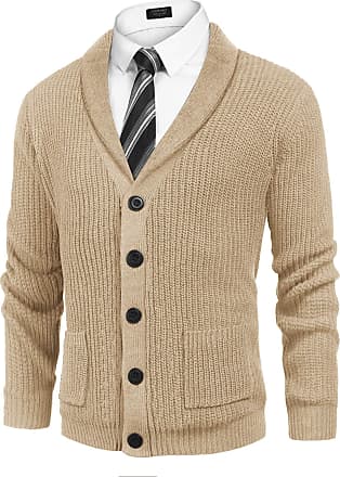 COOFANDY Men's Full Zip Cardigan Sweater Slim Fit Cable Knitted Zip Up Sweater with Pockets 