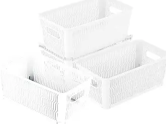 Simplify Square Open Front Cabinet Organizer with Basket Bin, Clear 