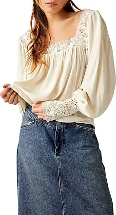 Womens Long Sleeve Blouse Flounce Sleeve Bustier Lace Panel Crop Top Office  Shirt Work Tops : : Clothing, Shoes & Accessories