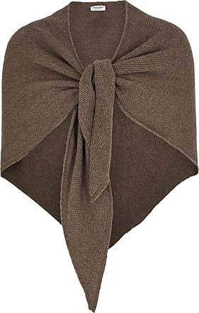 Reversible leather-trimmed jacquard-knit cashmere scarf