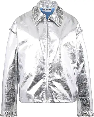 METALLIC FAUX LEATHER BOMBER JACKET