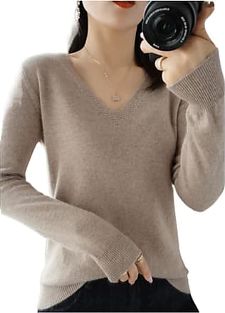 Essentials Damen 100% Cotton Long-sleeve V-neck Sweater pullover-sweaters 