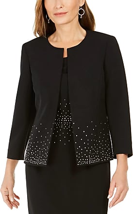 Kasper Womens Stretch Crepe Fly Away JKT with Embellished Collar Detail