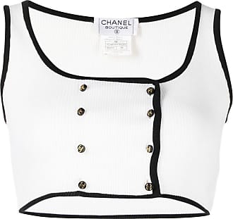 Chanel CHANEL Cropped Chibi Length Rib Knit Tops Best 95P Black