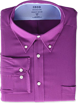 IZOD Mens Regular Fit Stretch Check Buttondown Collar Dress Shirt 