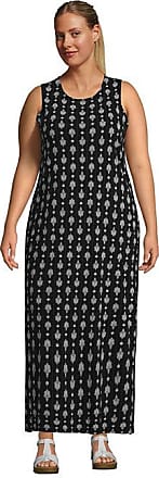 Lands End Womens Plus Size Cotton Jersey Sleeveless Swim Cover-up Maxi Dress - Lands End - Black - 1X