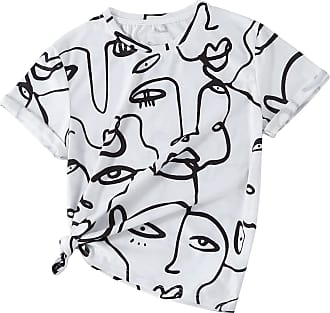 Black/White L WOMEN FASHION Shirts & T-shirts Print SHEIN T-shirt discount 66% 