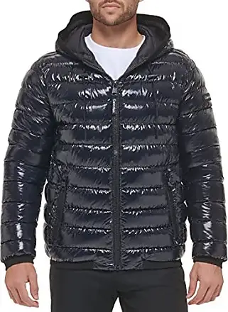 DKNY Men's Water Resistant Ultra Loft Hooded Logo Puffer Jacket Coat Size  Small