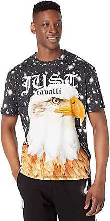 Top Sale Men's Just Cavalli Car Pattern V-neck Tee NWT Cotton Short T-shirt M-XL 
