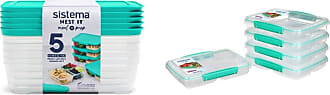 Sistema Nest It Meal Prep Food Storage Containers with Lids, 2 Compartments,  3.7 Cups, 5-Pack, Green 