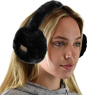 Syhood 2 Pieces Foldable Ear Warmers Adjustable Knitted Earmuffs with Fuzzy Fleece Lining Unisex Furry Winter Earmuffs