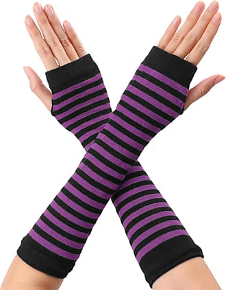 ladies purple fingerless glove with multi colored fringe Accessoires Handschoenen & wanten Armwarmers 
