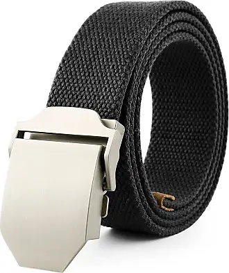 CTM Cotton Adjustable Belt with Nickel Buckle, Black