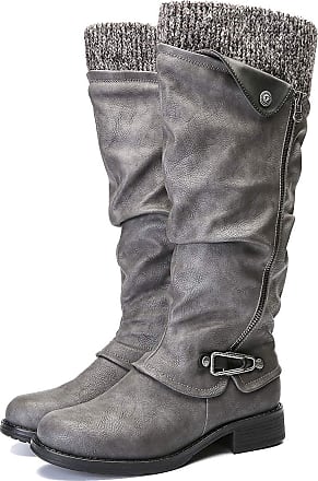 womens gray leather boots