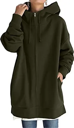 Sweat à Capuche Femme Pull Polaire Chaude Grande Taille Long Hoodie  Sweatshirt Veste Hiver Sweat-Shirt Jacket Ample-vert