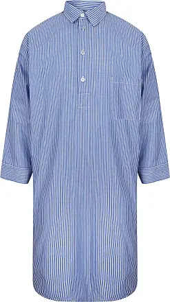 Walker Reid Mens Navy Stripe Cotton Button Down Nightshirt Traditional  Nightwear