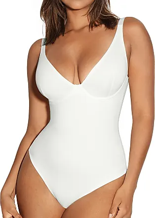 FeelinGirl Bodysuit for Women One Shoulder Cutout Front Tummy Control Shapewear  Bodysuit Sleeveless Thong Tank Top, White, Small : : Clothing,  Shoes & Accessories
