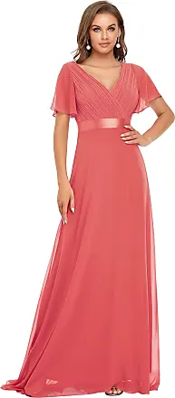 Plus Size V-Neck Short Sleeve Pleated Lace Evening Dress - Ever-Pretty US