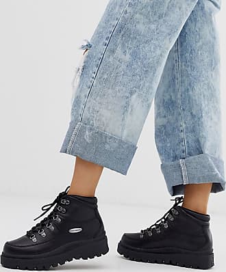 skechers womens black leather boots