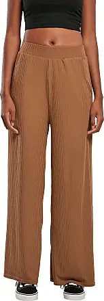 Urban Classics Ladies Rib Jersey Wide Leg Pants darktaupe