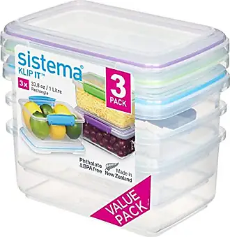 Sistema 1007708 to Go Quad Split Food Storage Container, Clear with Coloured Clips, 1.7 L