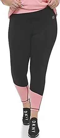 Dkny Women's Colorblocked 7/8 Length Leggings, Black/Pink, Large 