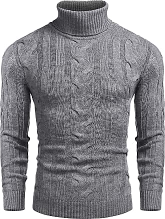 COOFANDY Mens Slim Fit Turtleneck Sweater Casual Ribbed Knitted Pullover Sweaters 