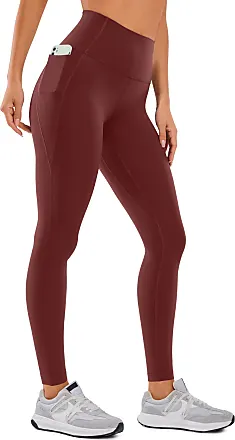 Yoga Pants for Women High Waist Workout Leggings with Pockets Casual  Running Stretch Long Pants (as1, Alpha, x_s, Regular, Regular, Wine Red)
