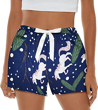 New brand women pajama shorts soft sleep shorts lightweight printed bow  elastic waist lounge bott