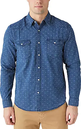 Lucky Brand True Indigo Long Sleeve Henley Shirt Mens M Blue Striped Cotton