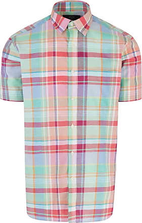 Viyella Classic Fit Bright Bold Check Short Sleeve Supima Cotton & Linen Shirt