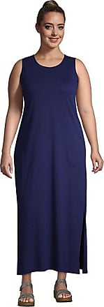 Lands End Womens Plus Size Cotton Jersey Sleeveless Swim Cover-up Maxi Dress - Lands End - Blue - 1X