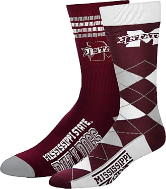 2-Pack For Bare Feet Mens NCAA -4 Stripe Deuce Crew Socks-Size Large and Medium 