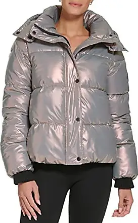 DKNY Women's Long Puffer Detachable Hooded Wind Resistant Jacket