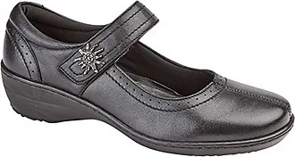 Mod Comfys ABBEY Ladies Leather Velcro Wide EEE Fit Shoes Black