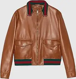 Gucci GG Leather Bomber Jacket, Size 52 It, Black, Ready-to-wear