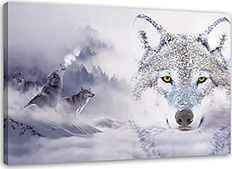 Leinwandbild Kunst-Druck 125x50 Bilder Tiere Wölfe im Winter 