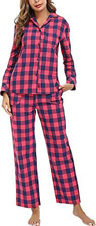 iClosam Pyjama Ensemble Coton Femme Vêtement de Nuit à Manches Longues Vêtement dIntérieur Femme