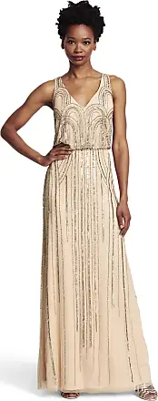 Adrianna Papell Art Deco Beaded Blouson Gown - Taupe Pink - Adinas Bridal