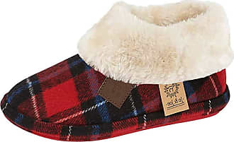 Ladies Jo & Joe Tartan Faux Fur Trim Fleecy Lined Slip On Luxury Mule Slippers 