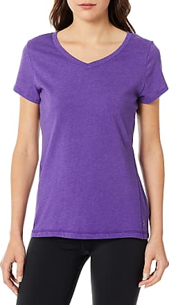 Danskin Womens V-Neck Tee with Back Shirring, Helitrope Purple, Medium