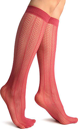 LissKiss Red & Orange Warm Winter Cotton - Orange Striped Opaque Over The Knee Socks