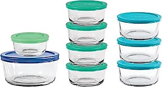 Anchor Hocking anchor hocking 18 piece round glass food storage navy  bpa-free snugfit lids, space saving meal prep containers