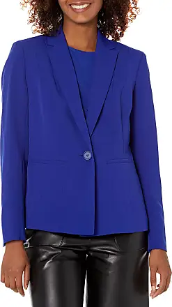 KASPER Womens Navy Embellished Suit Jacket Size: 14 